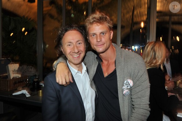 Exclusif - Stéphane Bern, Arnaud Lemaire - Dîner sensoriel "Maille" aux Jardins du Pont Neuf à Paris, le 15 septembre 2015.