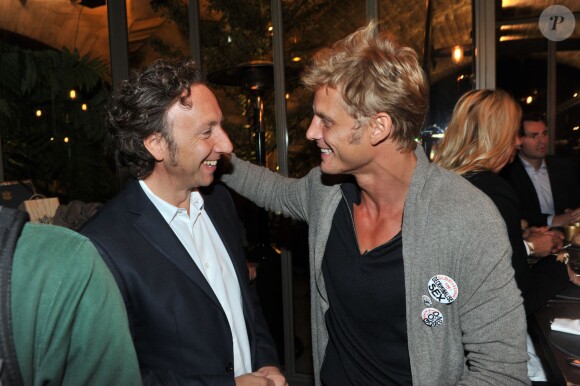 Exclusif - Stéphane Bern, Arnaud Lemaire - Dîner sensoriel "Maille" aux Jardins du Pont Neuf à Paris, le 15 septembre 2015.