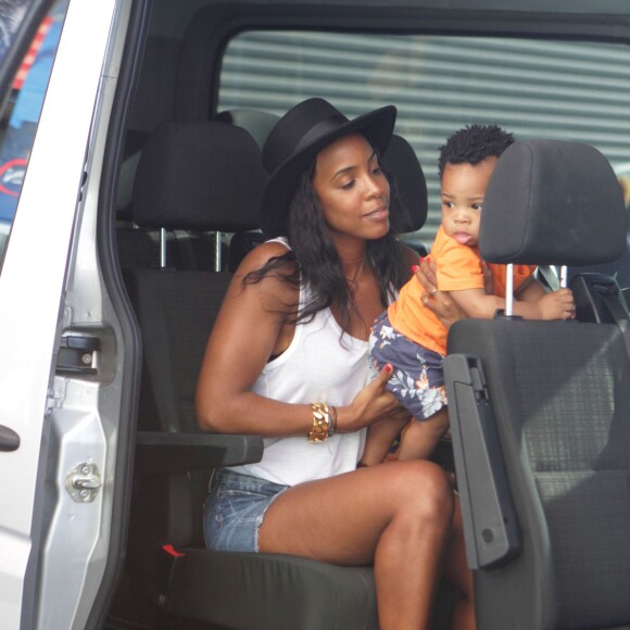 Kelly Rowland et son fils Titan lors du tournoi de l'US Open à New York le 6 septembre 2015