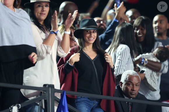 Axelle Francine, l'épouse de Tony Parker, lors de la défaite de l'équipe de France face à l'Espagne lors en demi-finale de l'Eurobasket à Villeneuve-d'Ascq, le 17 septembre 2015