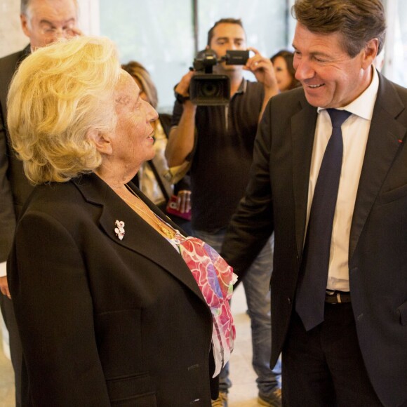 Exclusif - Bernadette Chirac, Christian Estrosi - Remise du prix Claude Pompidou pour la recherche sur la maladie d'Alzheimer à l'hôtel Aston La Scala à Nice le 11 septembre 2015.
