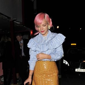 Lily Allen lors de la soirée organisée par le magazine LOVE et Miu Miu au Loulou's. Londres, le 21 septembre 2015.