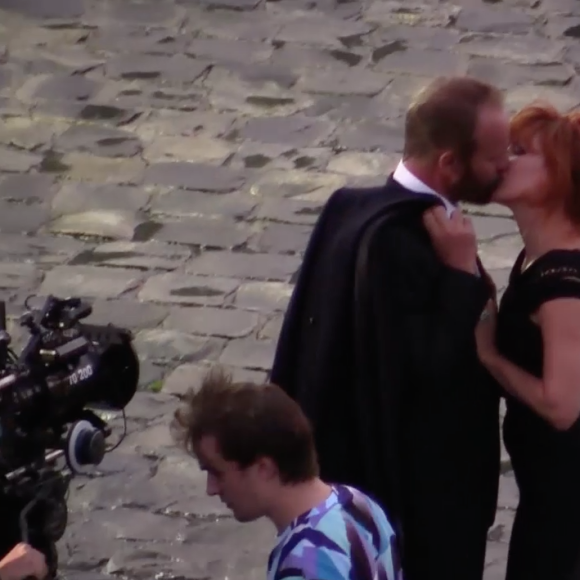 Sting et Mylène Farmer sur le tournage du clip "Stolen Car" à Paris, septembre 2015.