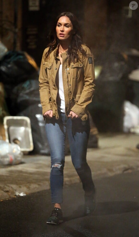 Megan Fox sur le tournage de "Teenage Mutant Ninja Turtles 2" à New york, le 30 avril 2015