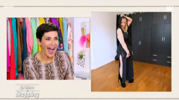 Cristina Cordula frôle l'attaque devant le look d'un "sosie" de Kylie Minogue dans Les Reines du shopping, le 30 septembre 2015, sur M6