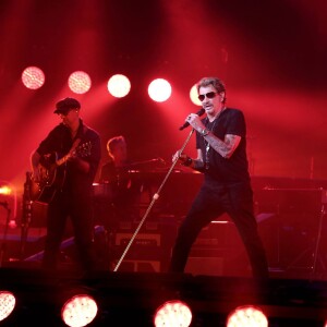 Exclusif - Johnny Hallyday en répétitions au palais Nikaia à Nice, à deux jours de son premier concert de sa tournée "Rester Vivant", le 29 septembre 2015.