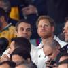 Le prince Harry à Twickenham le 3 octobre 2015, lors de la défaite de l'Angleterre face à l'Australie et son élimination de la Coupe du monde du rugby.