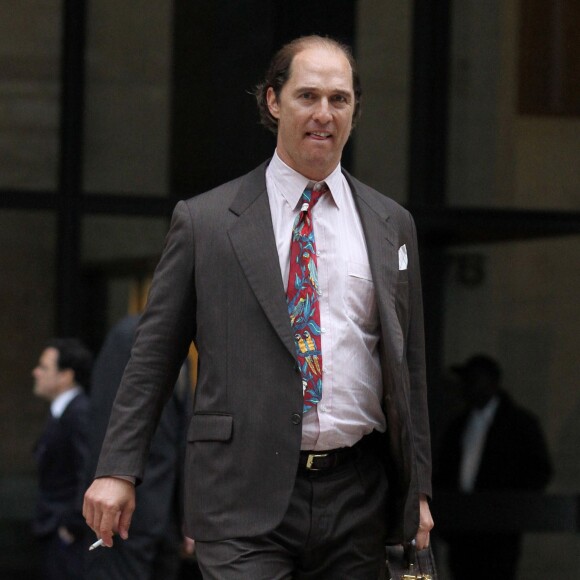 Matthew McConaughey, méconnaissable, sur le tournage de son nouveau film 'Gold' à New York, le 3 octobre 2015.