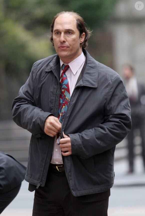 Matthew McConaughey, méconnaissable, sur le tournage de son nouveau film 'Gold' à New York, le 3 octobre 2015.