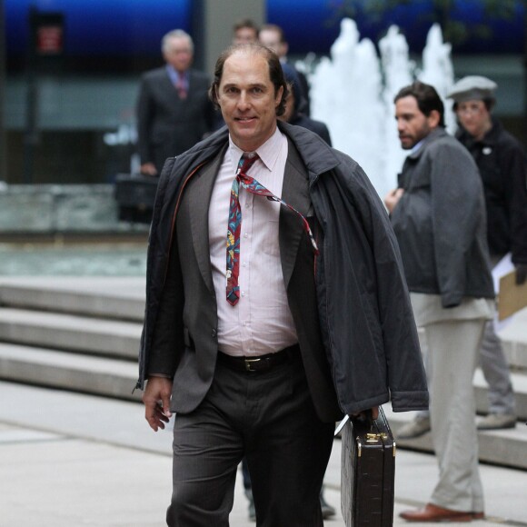 Matthew McConaughey, méconnaissable, sur le tournage de son nouveau film 'Gold' à New York, le 3 octobre 2015.