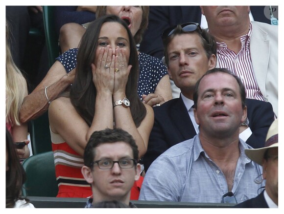 Pippa Middleton et son compagnon Nico Jackson assistent au tournoi de Wimbledon le 5 juillet 2013.