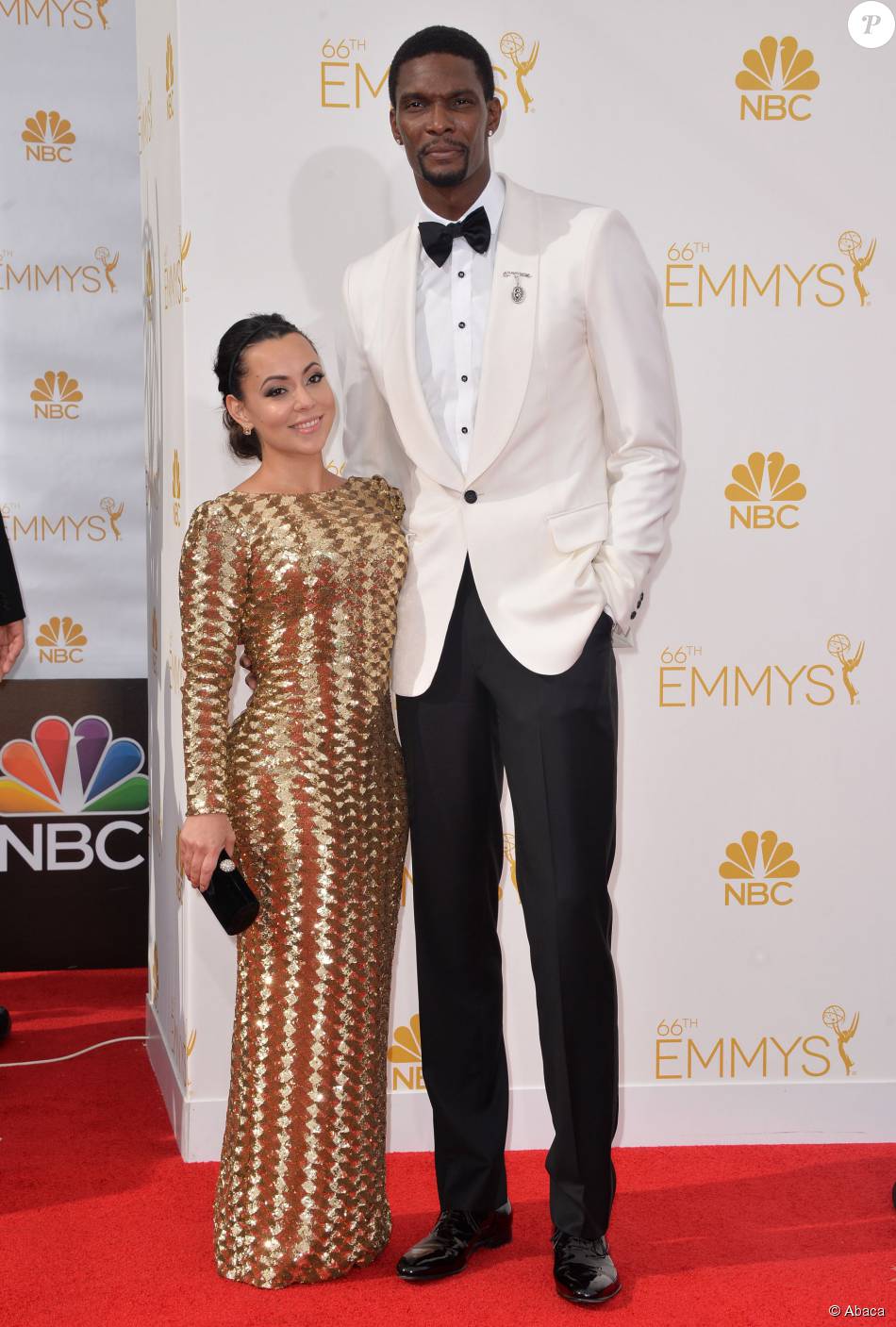 Chris Bosh et son épouse Adrienne lors de la soirée HBO Emmy After Party au Plaza du Pacific Design Center de West Hollywood, le 25 août 2014