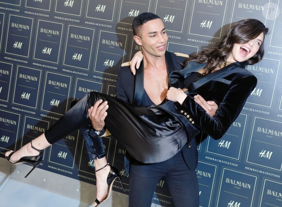 Olivier Rousteing et Kendall Jenner lors de la soirée Balmain x H&M à new York le 20 octobre 2015
