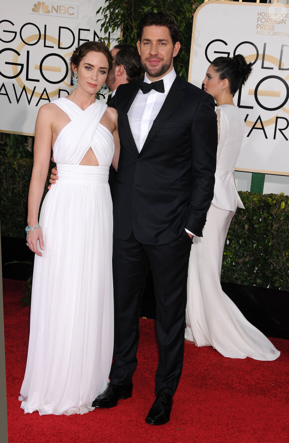 Emily Blunt et son mari John Krasinski - 72ème cérémonie annuelle des Golden Globe Awards à Beverly Hills. Le 11 janvier 2015