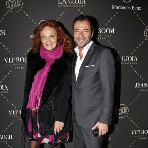 Exclusif - Diane von Fürstenberg et Bernard Montiel - Richard Orlinski organise un dîner et une vente aux enchères pour le Sidaction "Ensemble contre le Sida" au restaurant La Gioia à Paris, le 21 octobre 2015. ©Marc Ausset-Lacroix/Bestimage.