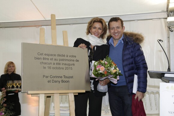 Exclusif - Corinne Touzet et Dany Boon lors de l'inauguration du Spa de l'Hôtel Château d'Augerville dans le Loiret, le 17 octobre 2015.