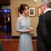 La duchesse Catherine de Cambridge, habillée d'une robe Jenny Packham, le prince William et le prince Harry assistaient le 26 octobre 2015 à l'avant-première de Spectre, le nouveau James Bond, en présence de l'équipe du film, notamment Daniel Craig, Léa Seydoux et Monica Bellucci.