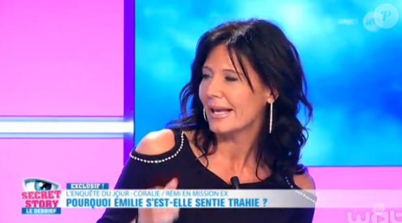 Nathalie, ex de Vivan, dans le Débrief de Secret Story 9, sur NT1, mercredi 28 octobre 2015.