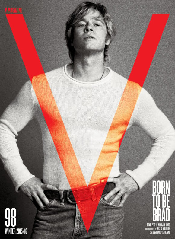 Brad Pitt sexy et rajeuni en couverture du V magazine, numéro hiver 2015/2016.