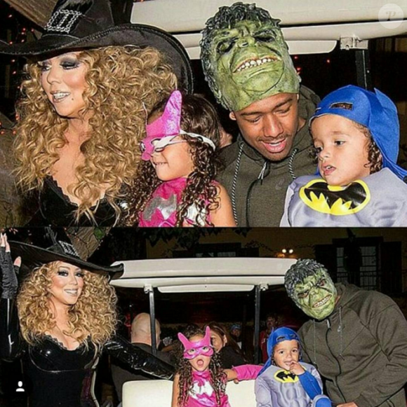 Mariah Carey, son ex-mari Nick Cannon et leurs jumeaux Moroccan et Monroe pour Halloween 2015. Photo Instagram Nick Cannon.