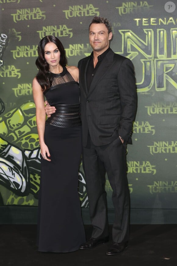 Megan Fox et son mari Brian Austin Green - Première du film "Teenage Mutant Ninja Turtles" à Berlin, le 5 octobre 2014