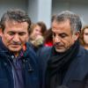 Dove Attia et Albert Cohen, producteurs de la comédie musicale "1789, les amants de la Bastille", émus aux larmes lors d'une conférence de presse donnée devant le Palais des Sports de Paris le 9 novembre 2013