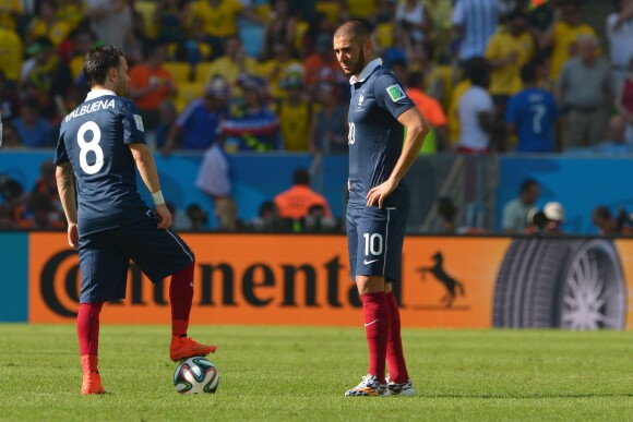 Mathieu Valbuena et Karim Benzema lors de la Coupe du monde au Brésil en juillet 2014