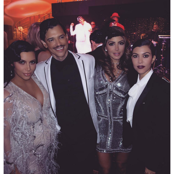 Kim Kardashian, Larsa Pippen (épouse de l'ex-joueur de NBA Scottie Pippen) et Kourtney Kardashian lors de la soirée d'anniversaire de Kris Jenner (60 ans) à Los Angeles. Le 6 novembre 2015.