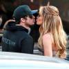 Exclusif - Prix spécial - Jennifer Lopez et Casper Smart s'embrassent sur le tournage de l'émission American Idol' à West Hollywood. Le couple est reparti ensemble en voiture. Le 25 mars2015