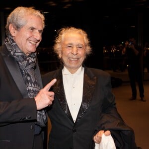 Claude Lelouch et Francis Lai lors de la 7e cérémonie de l'Excellence Francaise à la Philharmonie de Paris, le 17 novembre 2015.