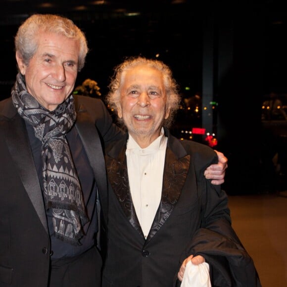 Claude Lelouch et Francis Lai lors de la 7e cérémonie de l'Excellence Francaise à la Philharmonie de Paris, le 17 novembre 2015.