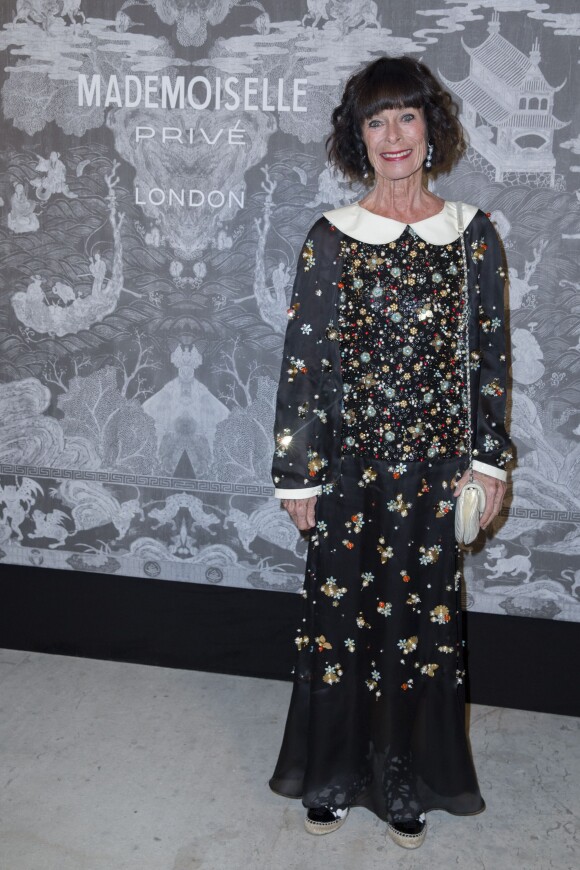 Geraldine Chaplin - Photocall lors du vernissage de l'exposition Chanel "Mademoiselle Privé" à la Galerie Saatchi à Londres, le 12 octobre 2015.