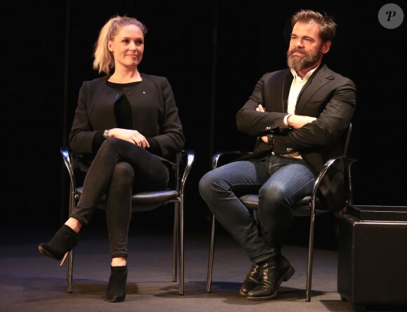 Exclusif - Clovis Cornillac et sa femme Lilou Fogli ensemble lors de l'ouverture du Festival du film "In French with English subtitles" à New York, le vendredi 20 Novembre 2015.