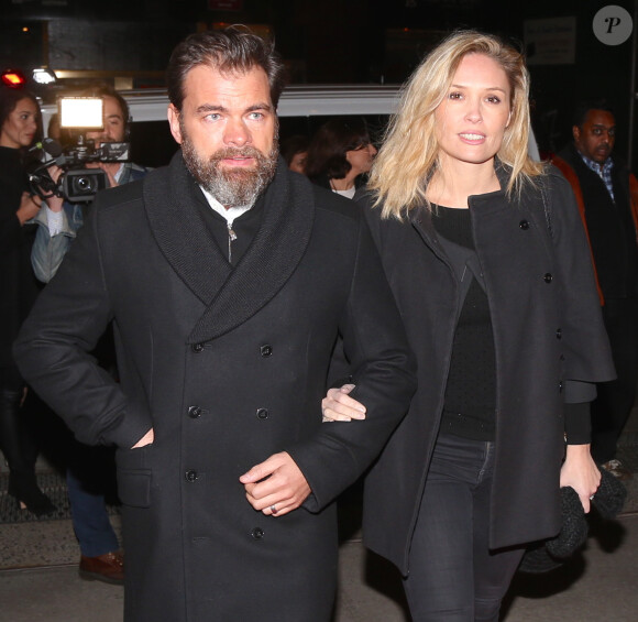 Exclusif - Clovis Cornillac et sa femme Lilou Fogli arrivent au Festival du film "In French with English subtitles" à New York, le vendredi 20 Novembre 2015.