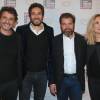 Exclusif - Pascal Elbé, Vincent Elbaz, Clovis Cornillac et sa femme Lilou Fogli posent ensemble lors de l'ouverture du Festival du film "In French with English subtitles" à New York, le vendredi 20 Novembre 2015.