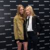 Cara Delevingne et Kate Moss lancent la collection automne-hiver 2015 de Mango à Milan, le 23 septembre 2015.
