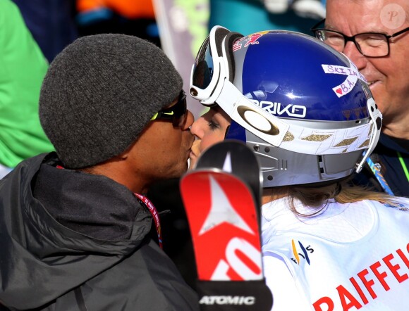 Lindsey Vonn et Tiger Woods lors du championnat du monde de ski à Vail, le 2 février 2015
