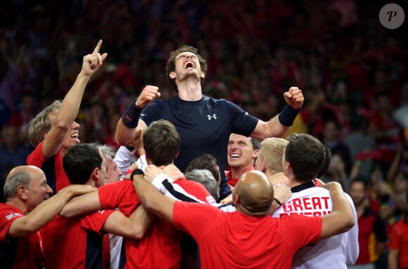 Andy Murray a offert la Coupe Davis à la Grande-Bretagne après la finale victorieuse face à la Belgique, le 29 novembre 2015 à Gand