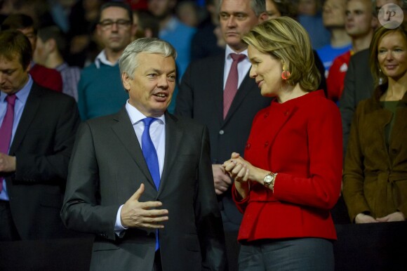 La reine Mathilde de Belgique lors de la finale de Coupe Davis entre la Belgique et la GRande-Bretagne à Gand, le 29 novembre 2015