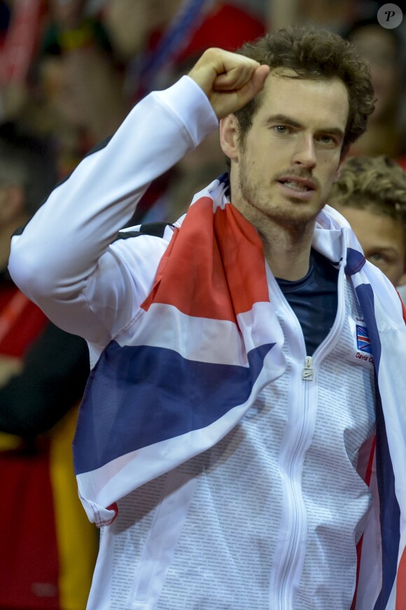 Andy Murray a offert la Coupe Davis à la Grande-Bretagne après la finale victorieuse face à la Belgique, le 29 novembre 2015 à Gand