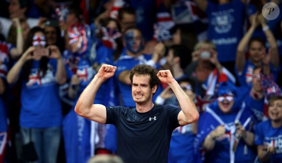Andy Murray a offert la Coupe Davis à la Grande-Bretagne après la finale victorieuse face à la Belgique, le 29 novembre 2015 à Gand