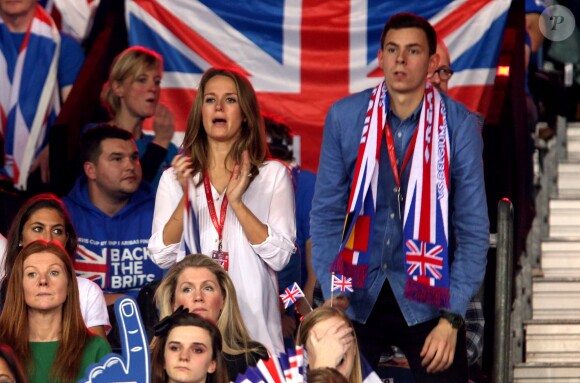 Kim Sears, enceinte, lors de la victoire de son époux Andy Murray lors du dernier match de la finale de Coupe Davis entre la Grande-Bretagne et la Belgique, le 29 novembre 2015
