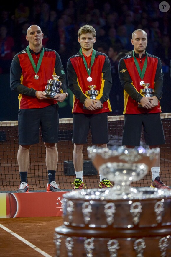 L'équipe de Belgique après sa défaite en finale de la Coupe Davis à Gand, face à la Grande-Bretagne le 29 novembre 2015