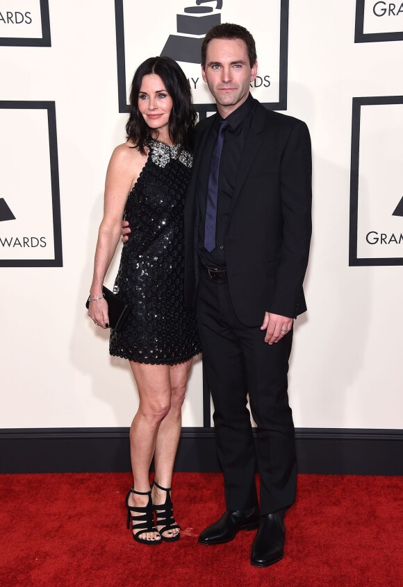Courteney Cox et son mari Johnny McDaid - 57ème soirée annuelle des Grammy Awards au Staples Center à Los Angeles, le 8 février 2015.