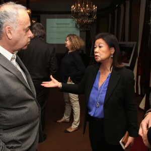 Exclusif - Sylvain Augier et Jeanne D'hauteserre, maire du 8ème arrondissement de Paris - Vernissage de l'exposition Planète France au Fouquet's Barrière à Paris le 2 décembre 2015. Pendant la COP21, le Fouquet's accueille l'exposition de photographies des paysages Français, réalisées par Fabrice Milochau. ©Denis Guignebourg/Bestimage