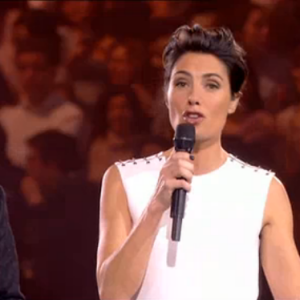 Dorothée et Alessandra Sublet, lors du concert événement des 30 ans de Bercy, à l'AccorHotels Arena à Paris, le vendredi 4 décembre 2015.