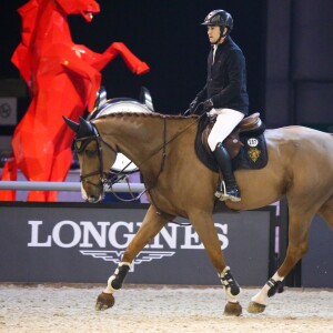 Guillaume Canet sur Sweet Boy d'Alpa lors du Longines Masters de Paris, le 4 décembre 2015, à Villepinte © Christophe Bricot