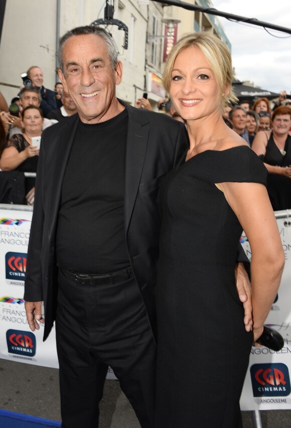 Thierry Ardisson et sa femme Audrey Crespo-Mara - Avant-première du film "Tu veux ou tu veux pas" lors de l'ouverture du 7e Festival du Film Francophone d'Angoulême, le 22 août 2014.