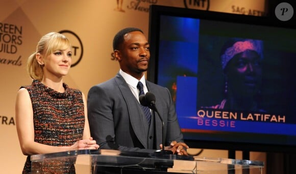 Anna Faris et Anthony Mackie lors des nominations des 22e Screen Actors Guild Awards à Los Angeles, le 9 novembre 2015.