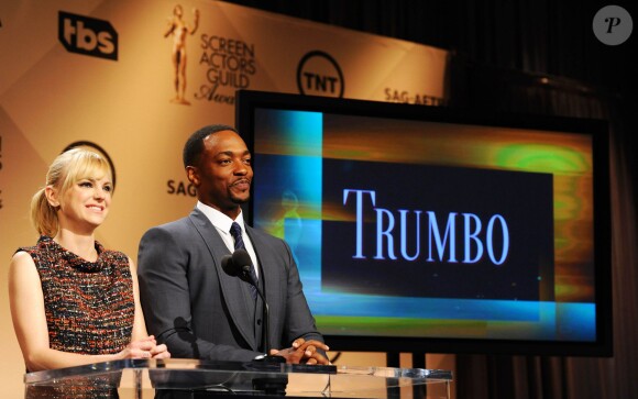 Anna Faris et Anthony Mackie lors des nominations des 22e Screen Actors Guild Awards à Los Angeles, le 9 novembre 2015.